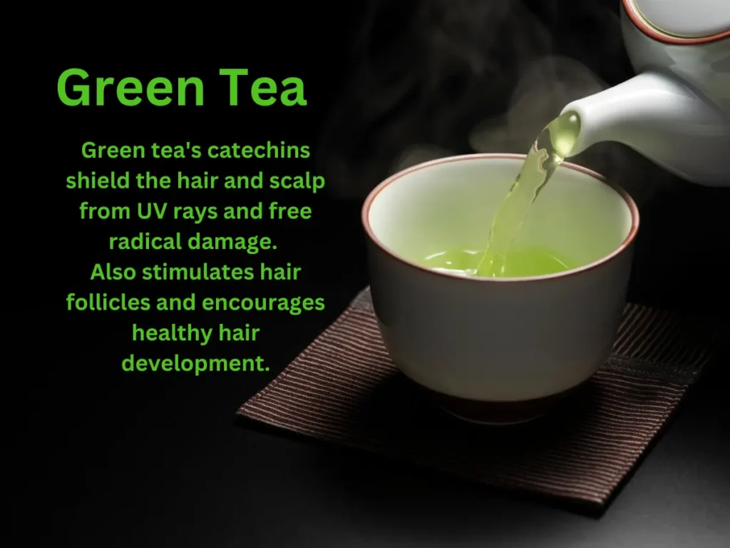 How to Care Hair in Summer Green Tea - Green tea's catechins shield the hair and scalp from UV rays and free radical damage.
Also stimulates hair follicles and encourages healthy hair development.